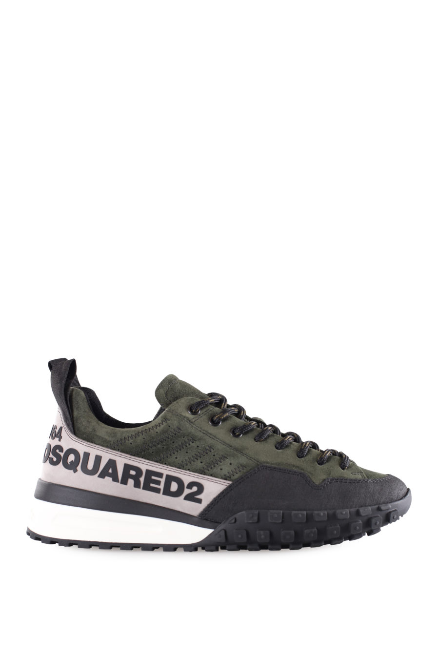 Black and army green fabric trainers with logo in ribbon - IMG 9513