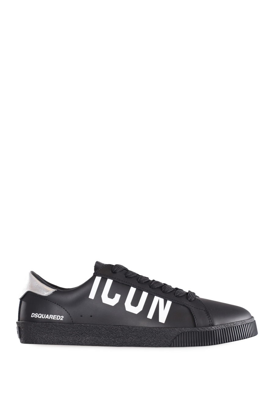 Black trainers with diagonal "icon" logo and silver detail - IMG 9562
