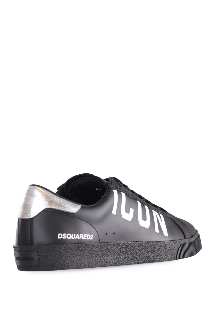 Black trainers with diagonal "icon" logo and silver detail - IMG 9563