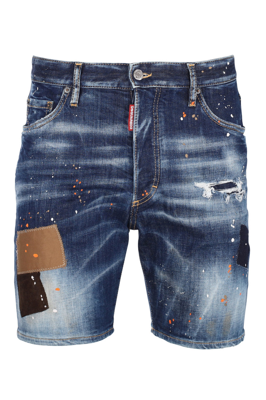 Pantalon corto "patch marine" azul con parches marron - IMG 9800