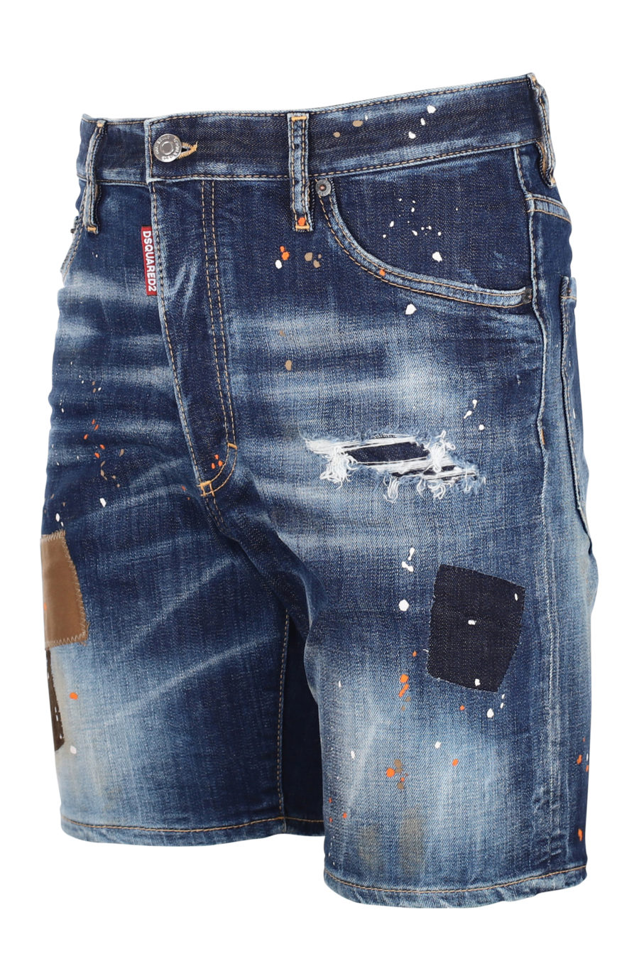 Pantalon corto "patch marine" azul con parches marron - IMG 9801