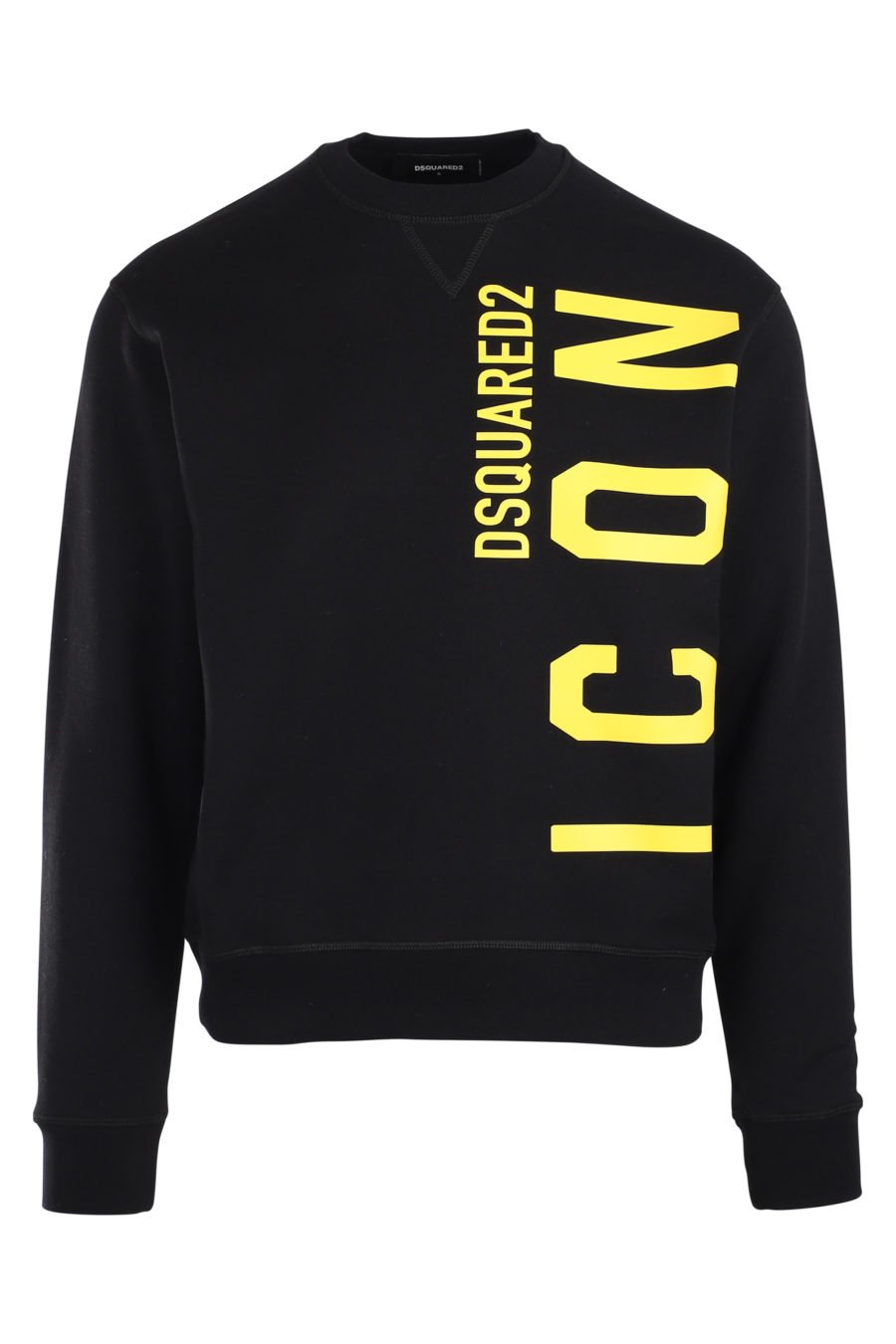 Black sweatshirt with yellow vertical "icon" logo - IMG 9889