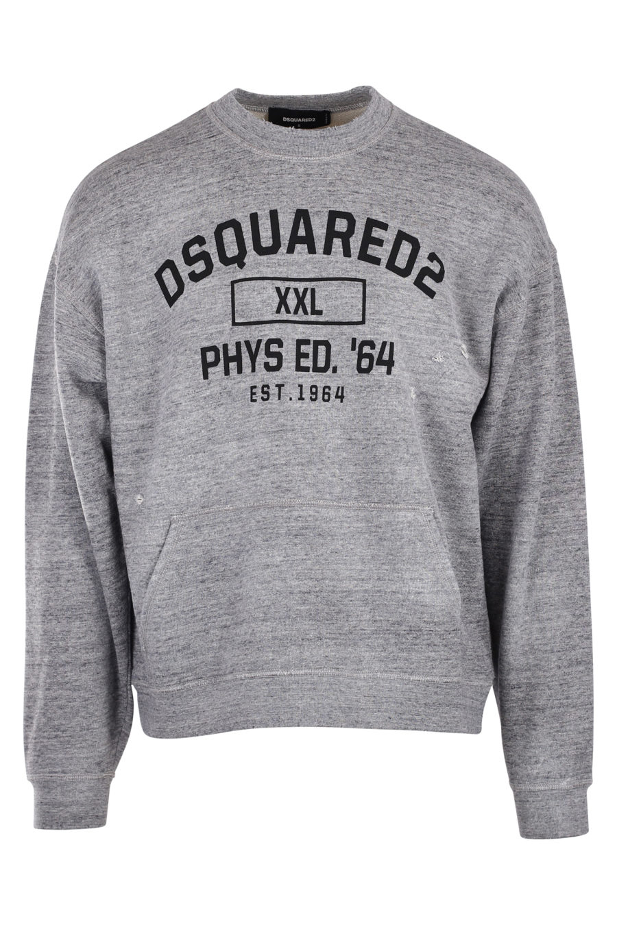 Graues Sweatshirt mit "phys ed 64" Logo schwarz - IMG 9950