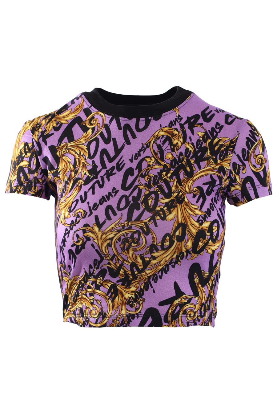 Purple short t-shirt "all over logo" and gold details - IMG 0202