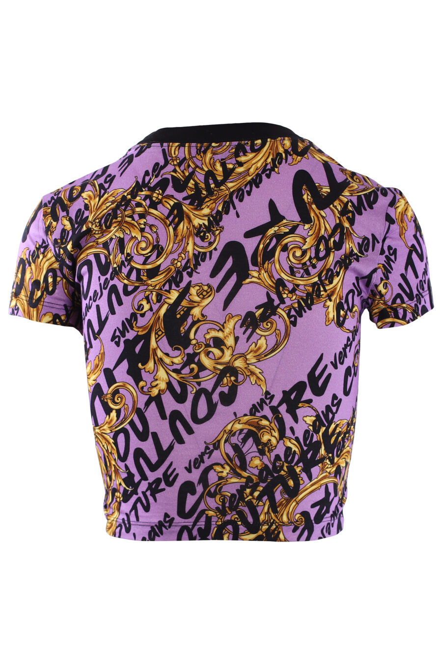 Purple short t-shirt "all over logo" and gold details - IMG 0216