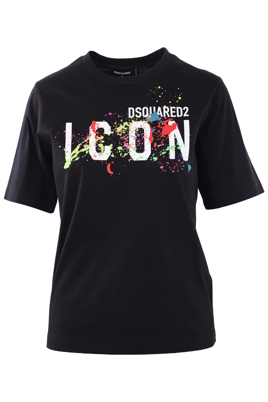Camiseta negra con logo "icon splash" multicolor - IMG 0270