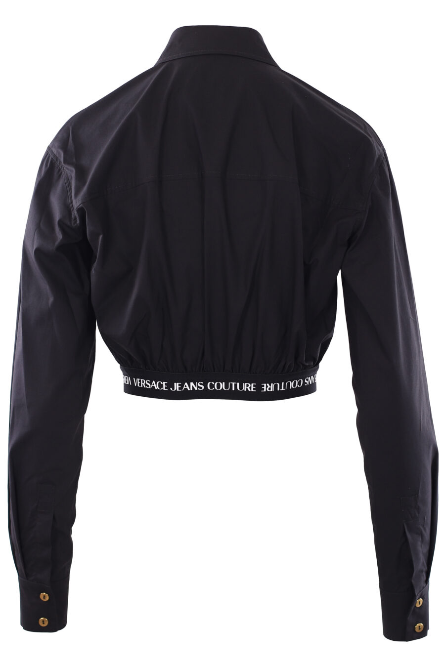 Camisa preta de manga comprida cortada com logótipo de fita - IMG 0278