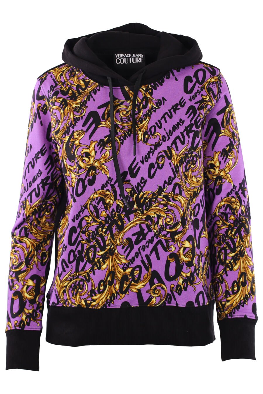 Purple hooded sweatshirt "all over logo" with gold details - IMG 0283