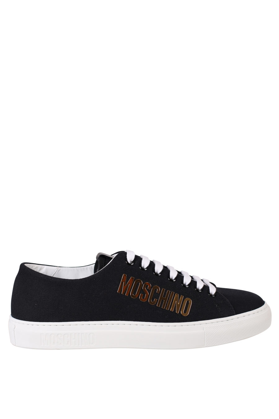 Black trainers with white sole and gold logo - IMG 0370