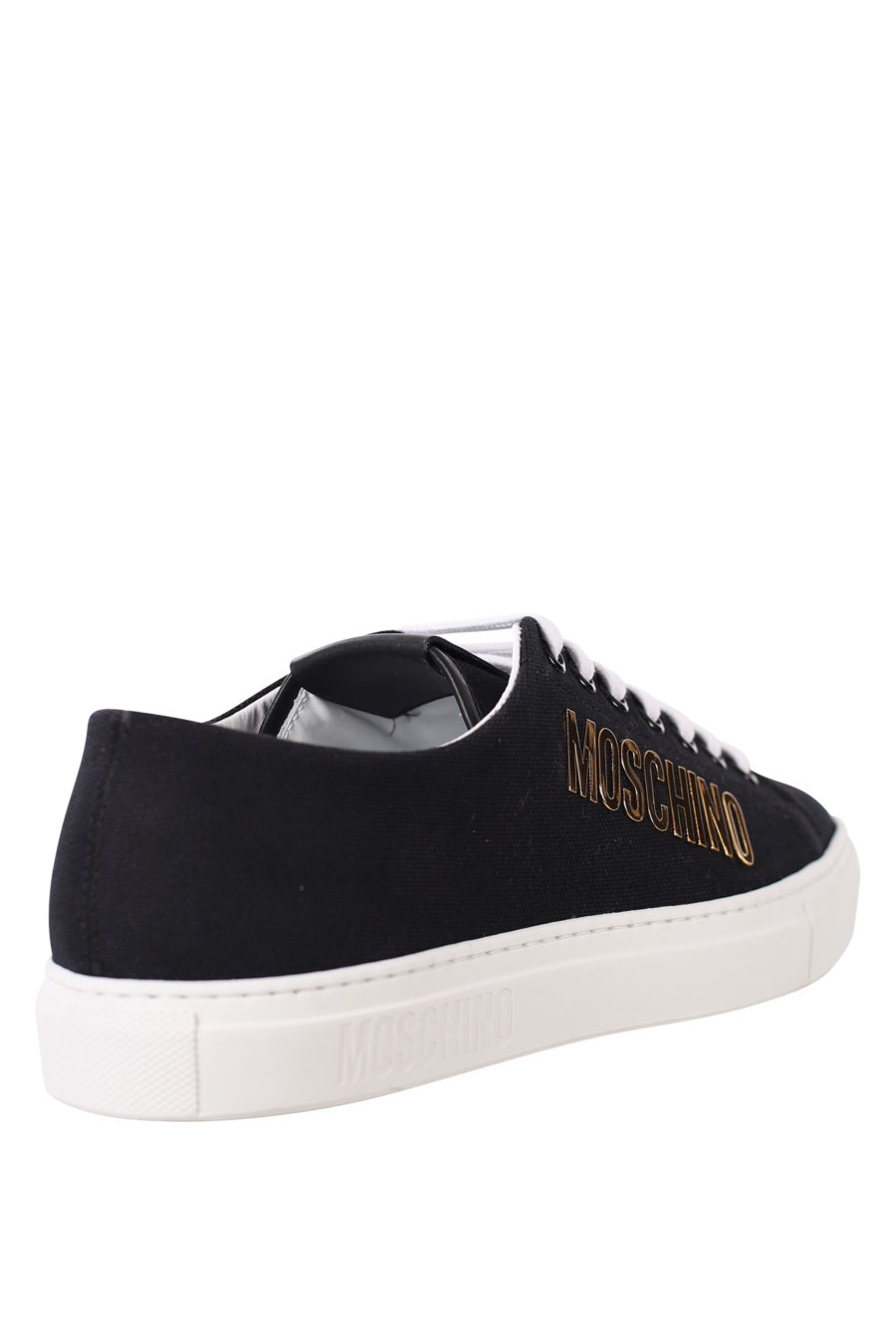 Black trainers with white sole and gold logo - IMG 0371
