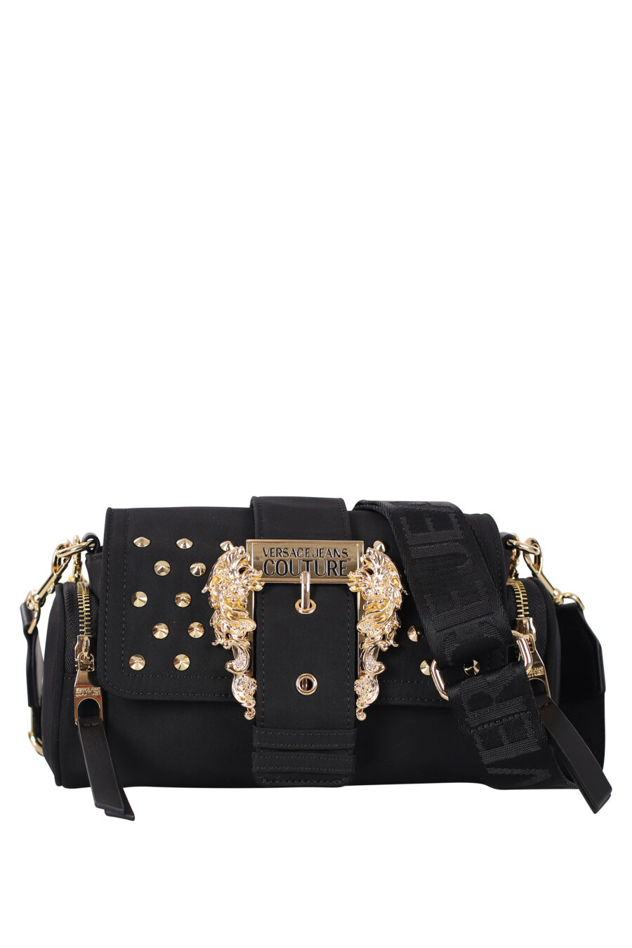 Black shoulder bag with studs and baroque buckle - IMG 0550