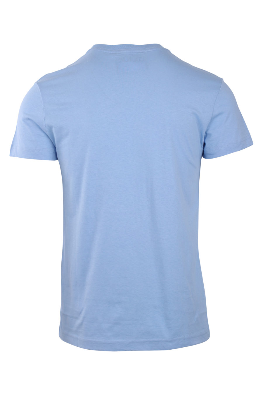 Himmelblaues T-Shirt mit rundem, schillerndem Logo - IMG 0764
