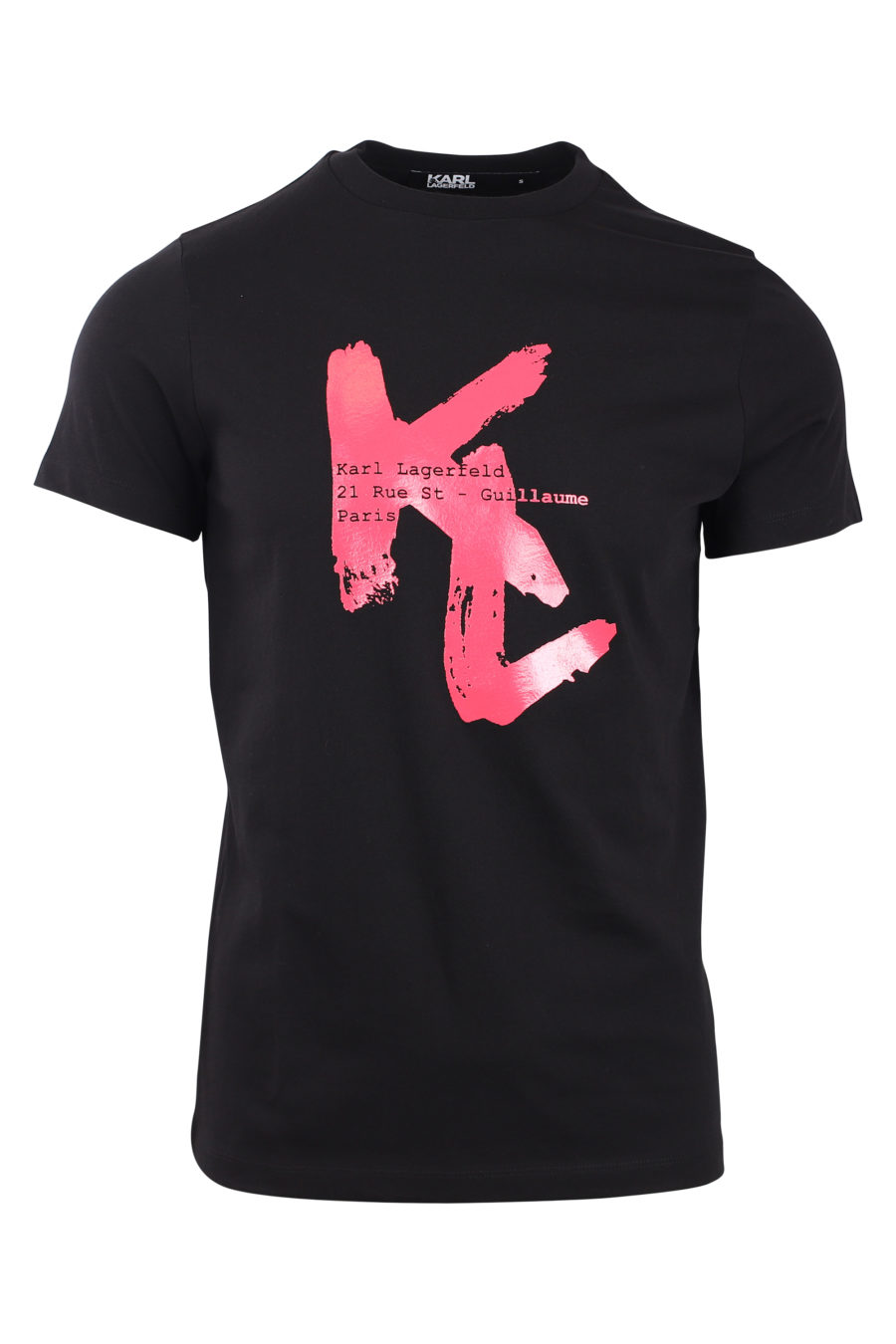 Schwarzes T-Shirt mit fuchsiafarbenem Maxi-Logo - IMG 0807