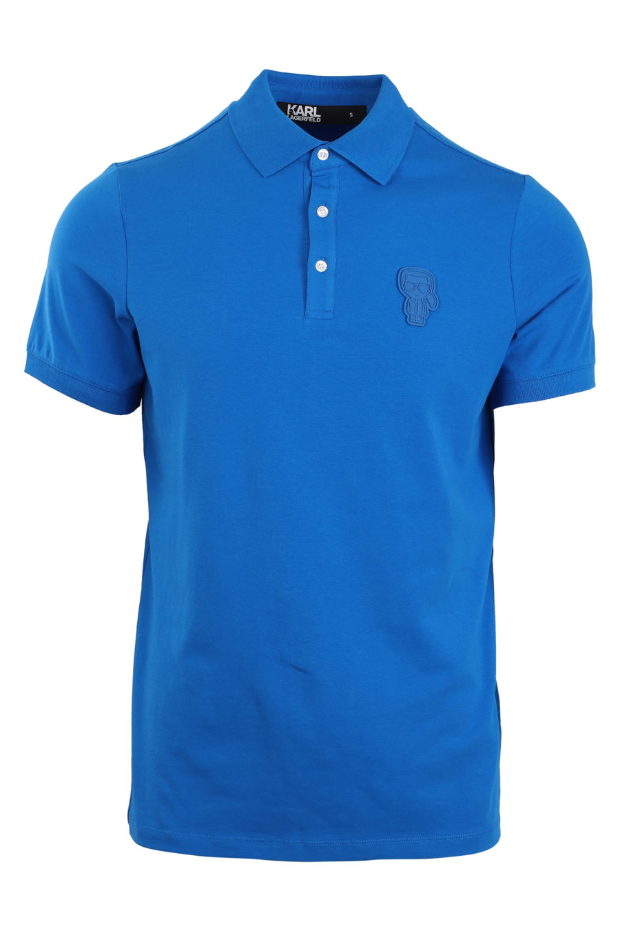 Blue polo shirt with monochrome logo - IMG 0882