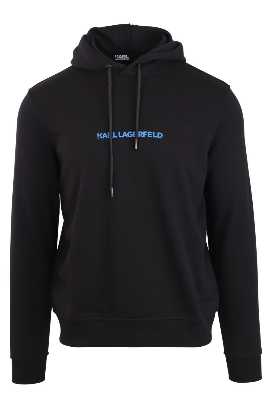 Schwarzes Sweatshirt mit Kapuze und blauem Logo - IMG 0909