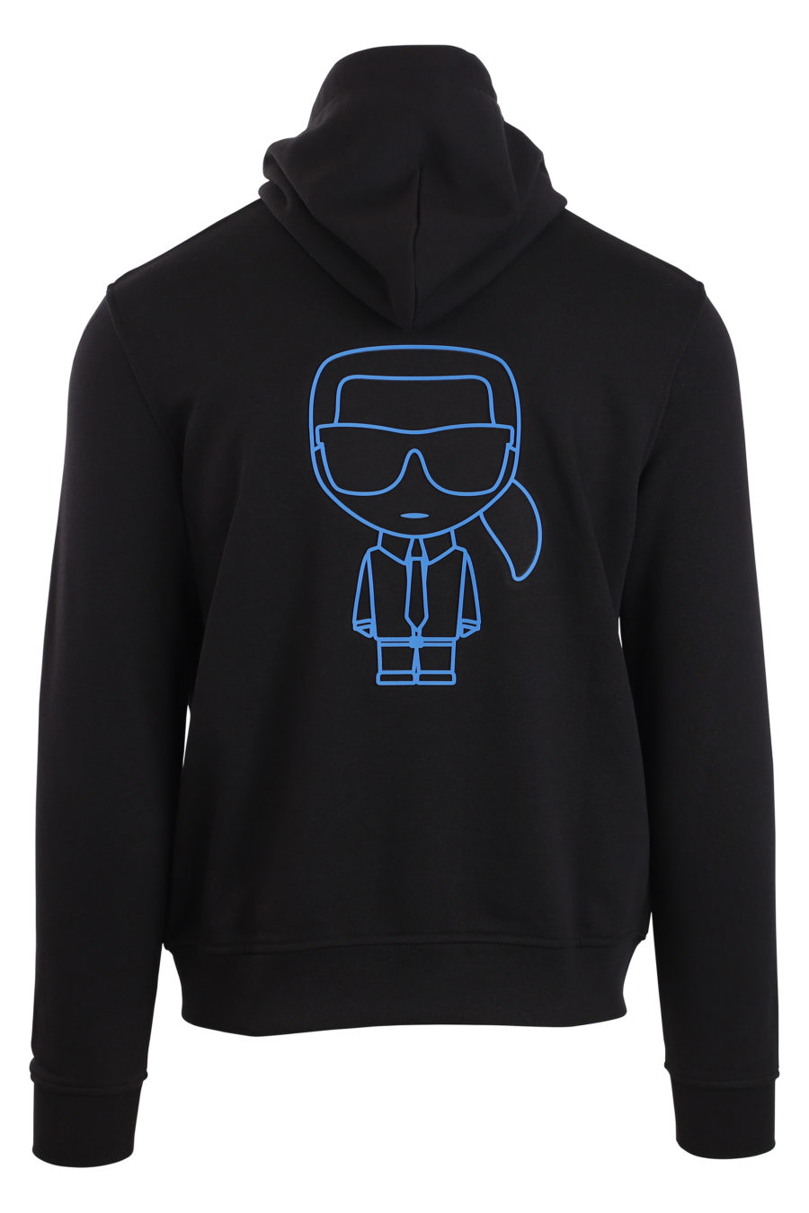 Schwarzes Sweatshirt mit Kapuze und blauem Logo - IMG 0915