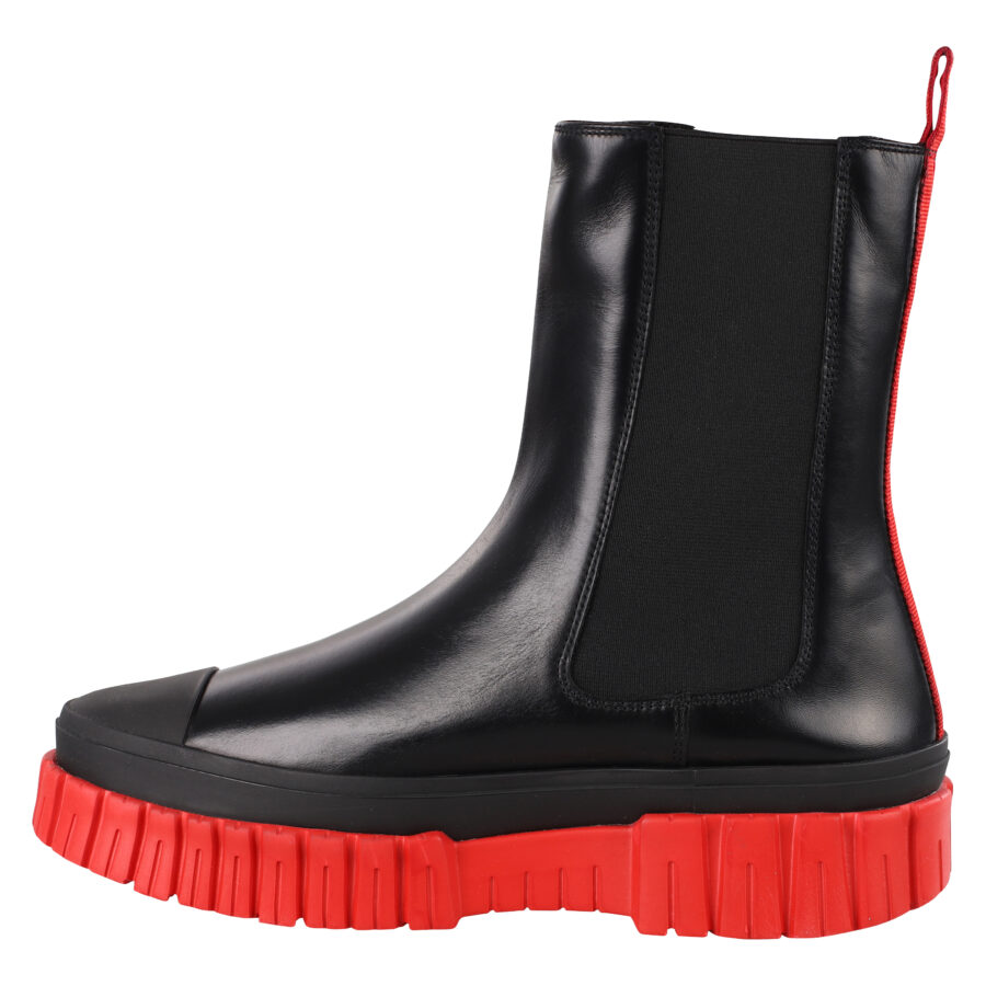 Black ankle boots with red sole and white mini-logo - IMG 1191
