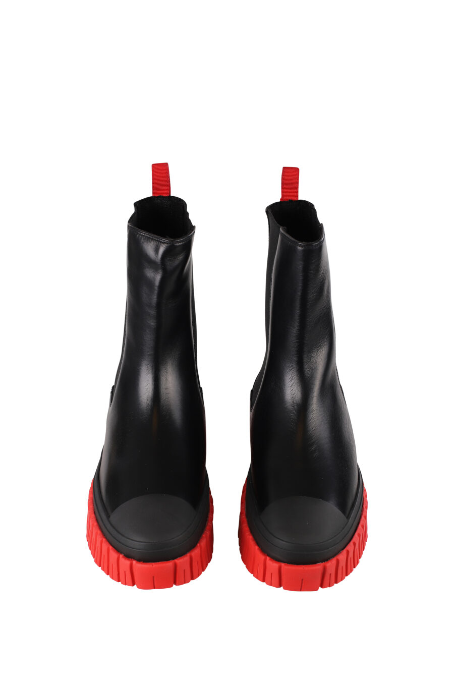 Schwarze Stiefelette mit roter Sohle und weißem Mini-Logo - IMG 1223