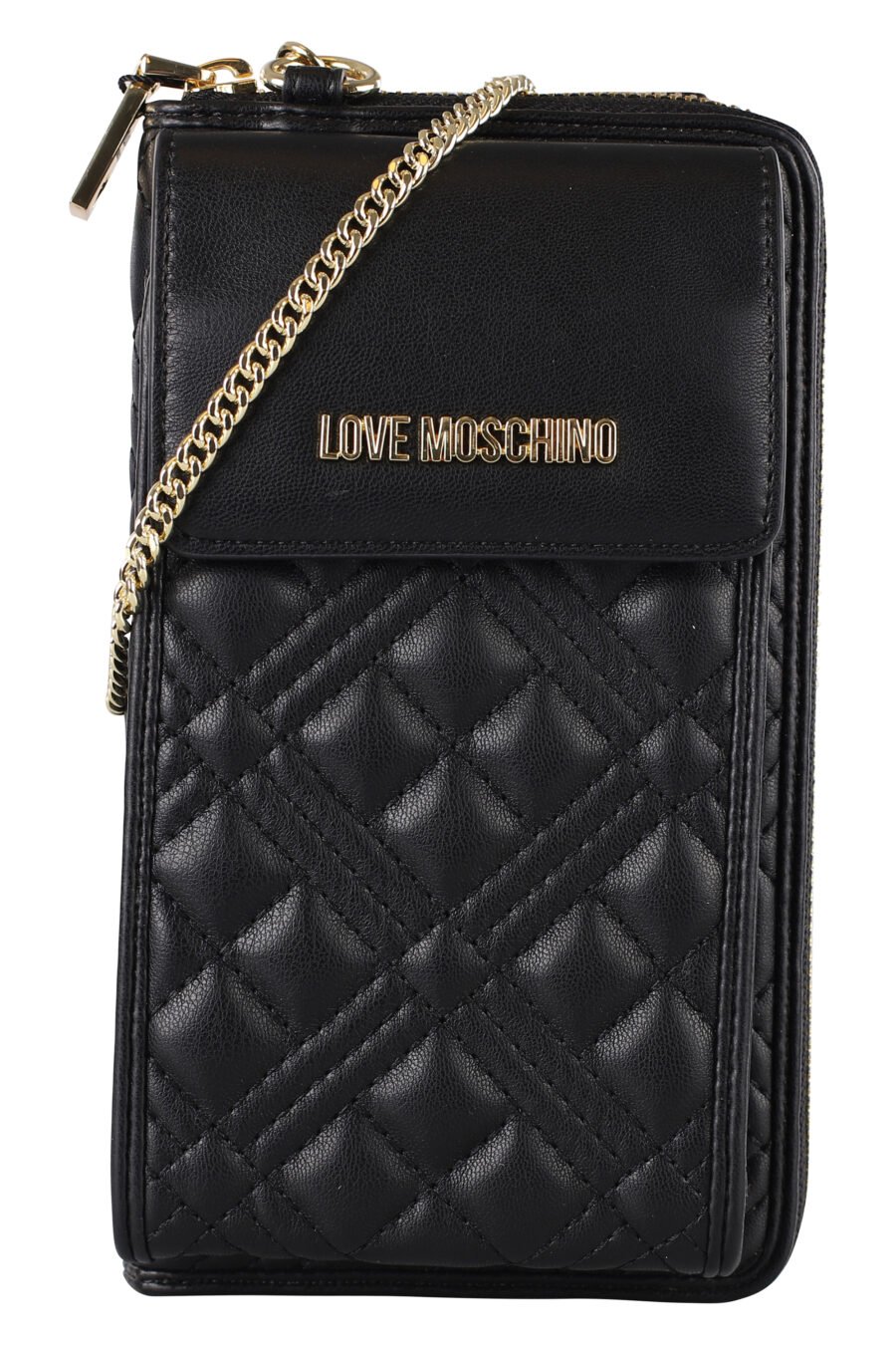 Black padded mobile phone wallet with gold logo - IMG 1261