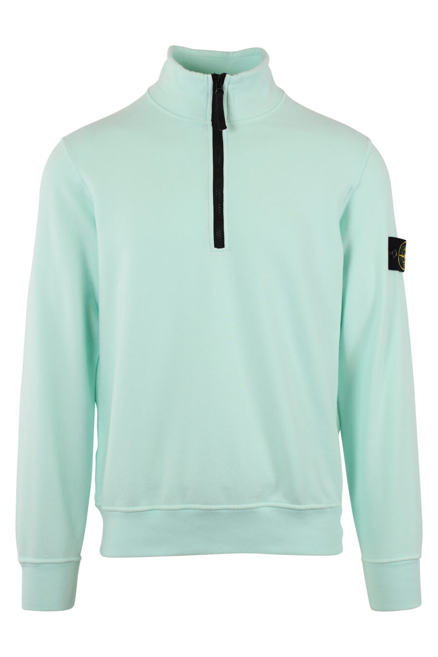 Light blue sweatshirt with short zip and patch - IMG 1474