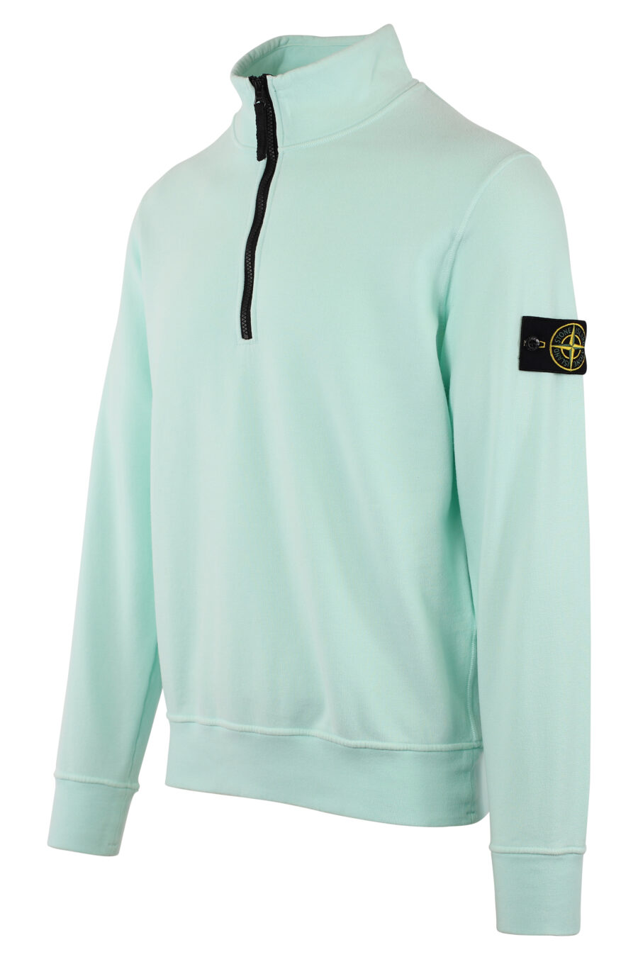 Light blue sweatshirt with short zip and patch - IMG 1475