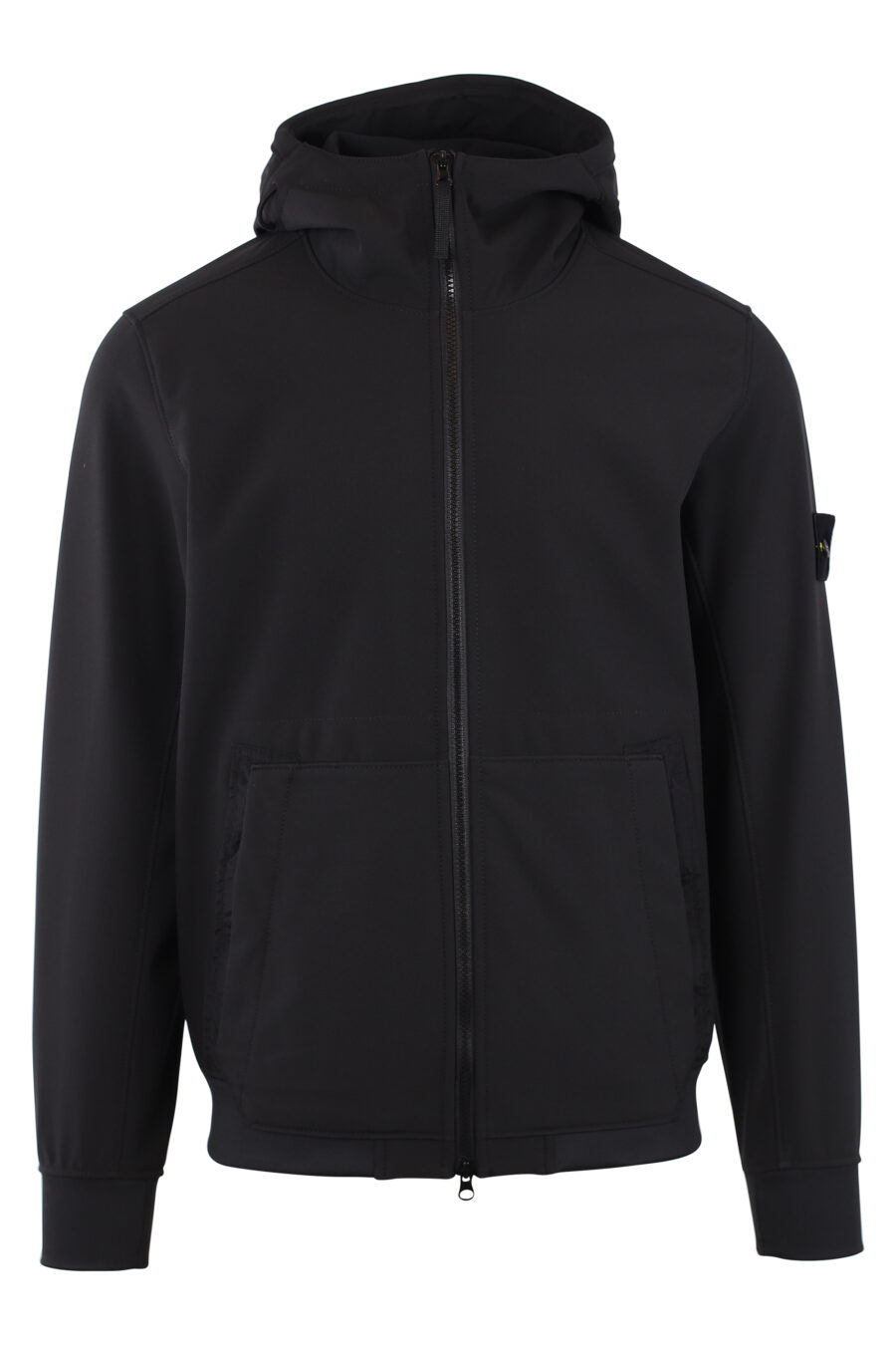 Black jacket with hood and logo patch - IMG 1504