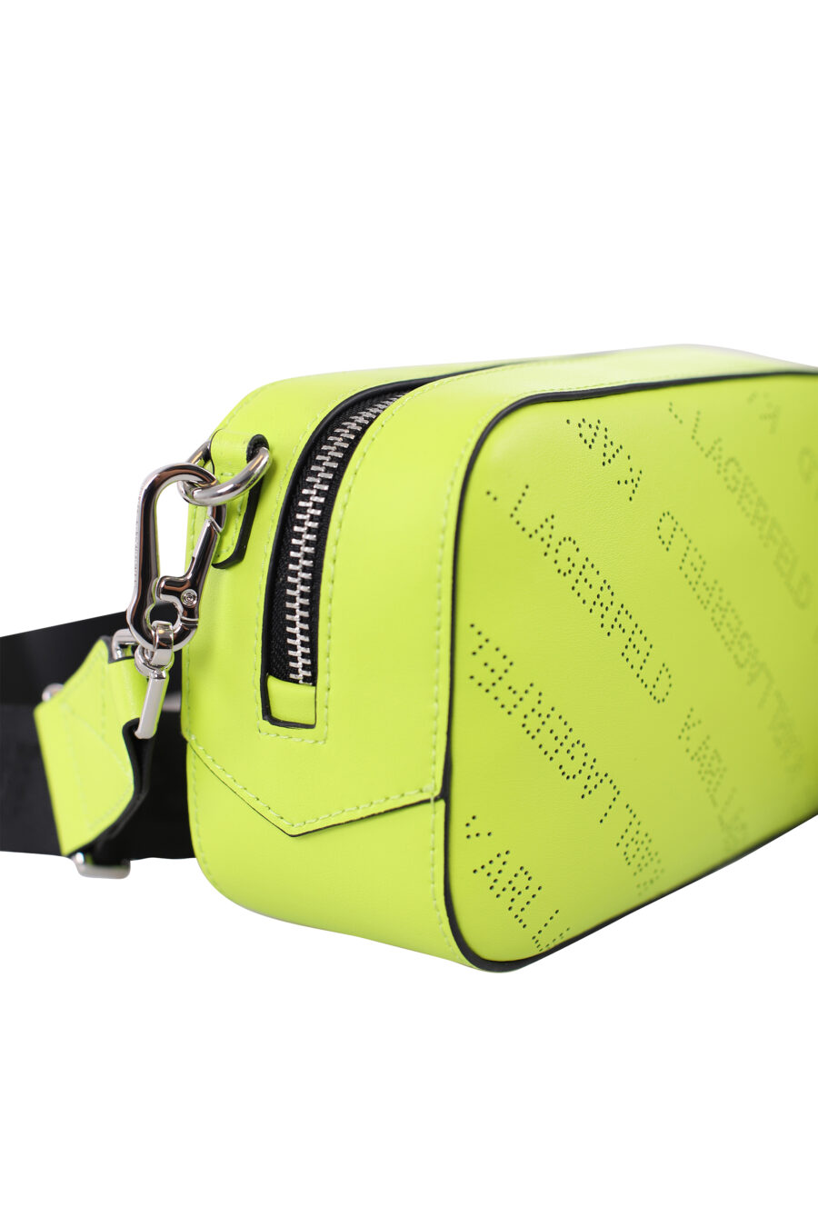 Lime green shoulder bag with perforated logo - IMG 1758