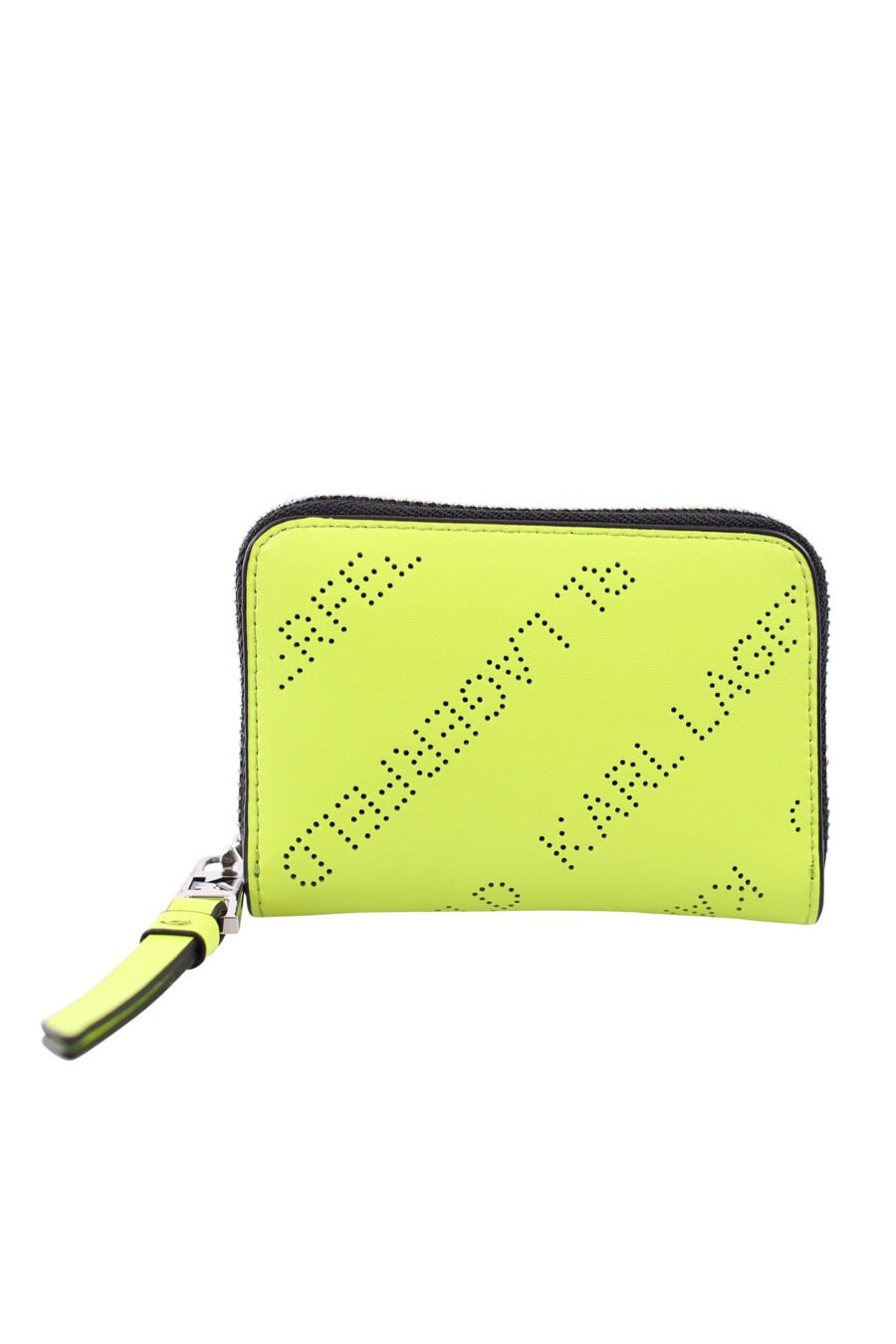 Lime green small wallet with perforated logo and zip - IMG 1818
