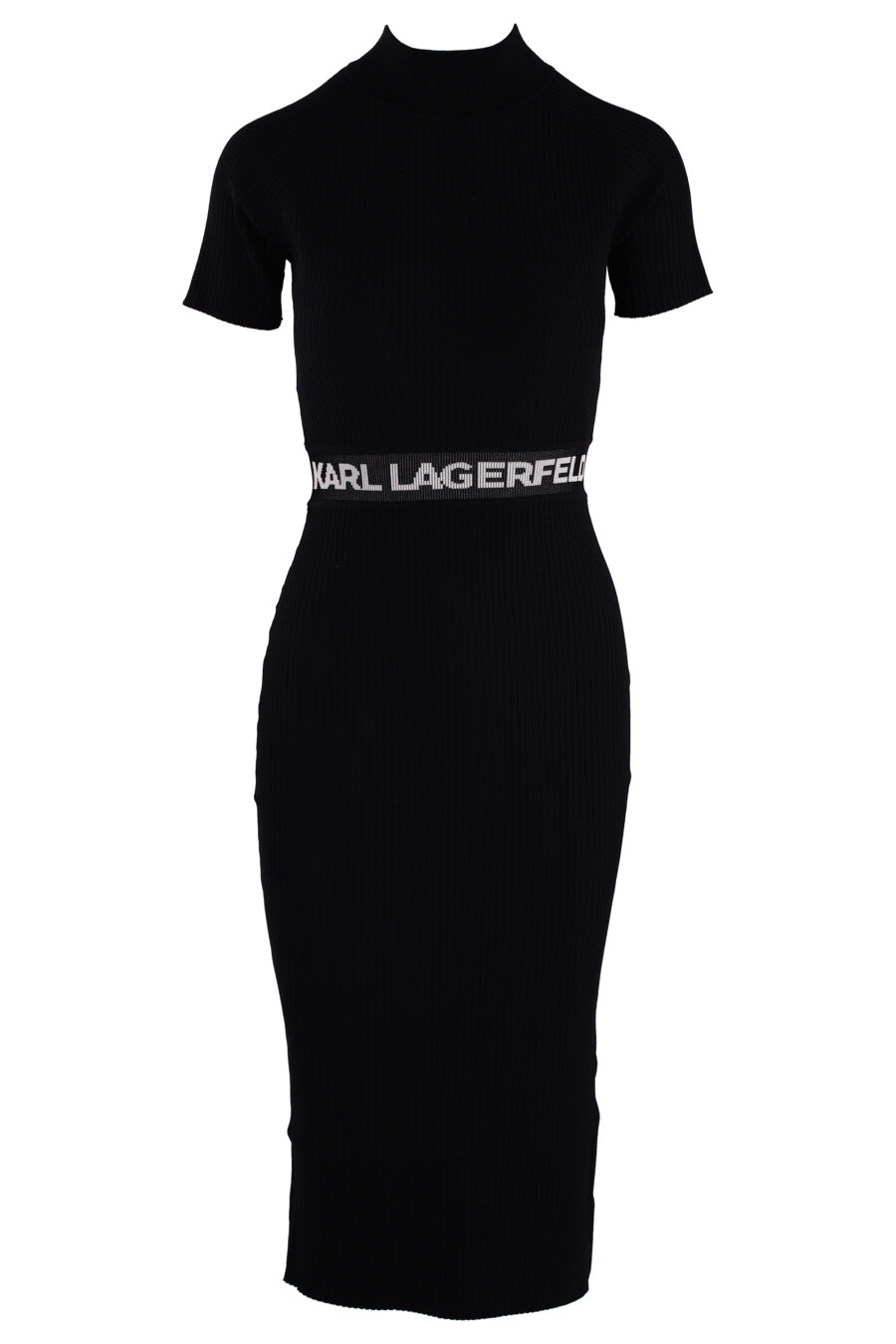 Vestido negro midi con logo en cintura - IMG 3059