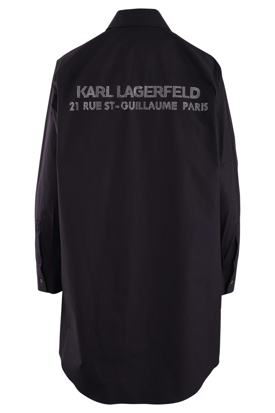 Langes schwarzes Hemd mit Strass-Logo - IMG 3084