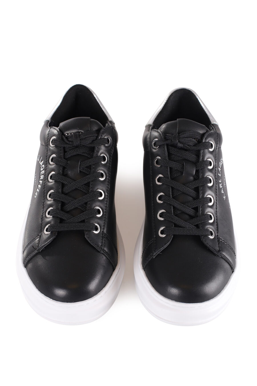 Black trainers with silver metal lettering logo - IMG 9597