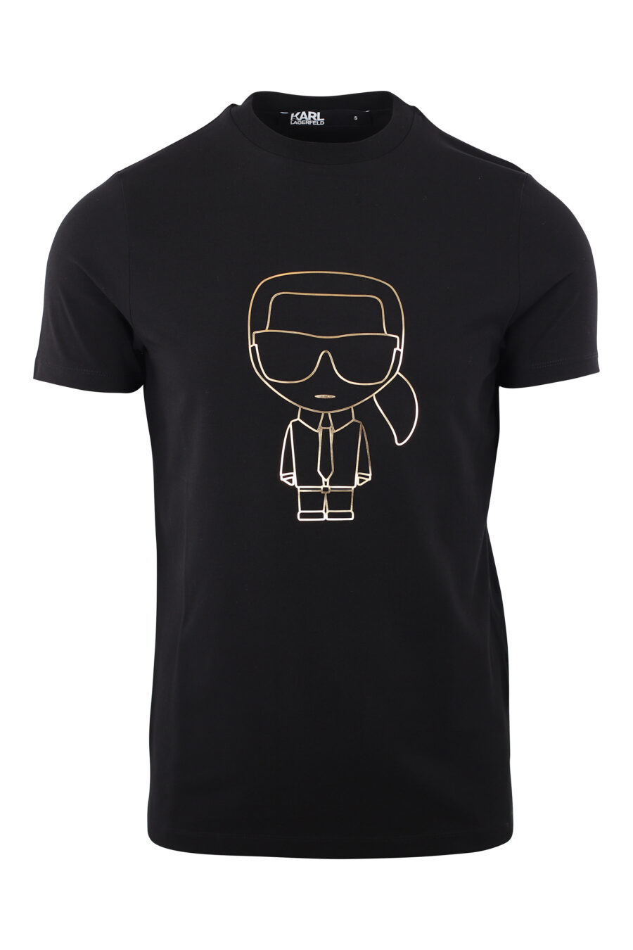 Black T-shirt with gold silhouette logo - IMG 1980