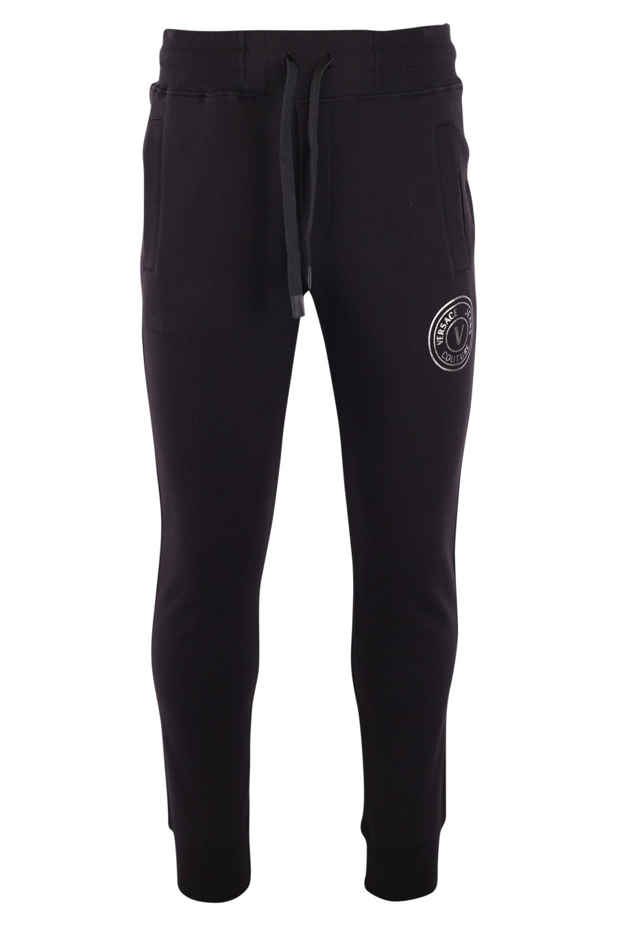 Tracksuit bottoms black with silver round logo - IMG 3217
