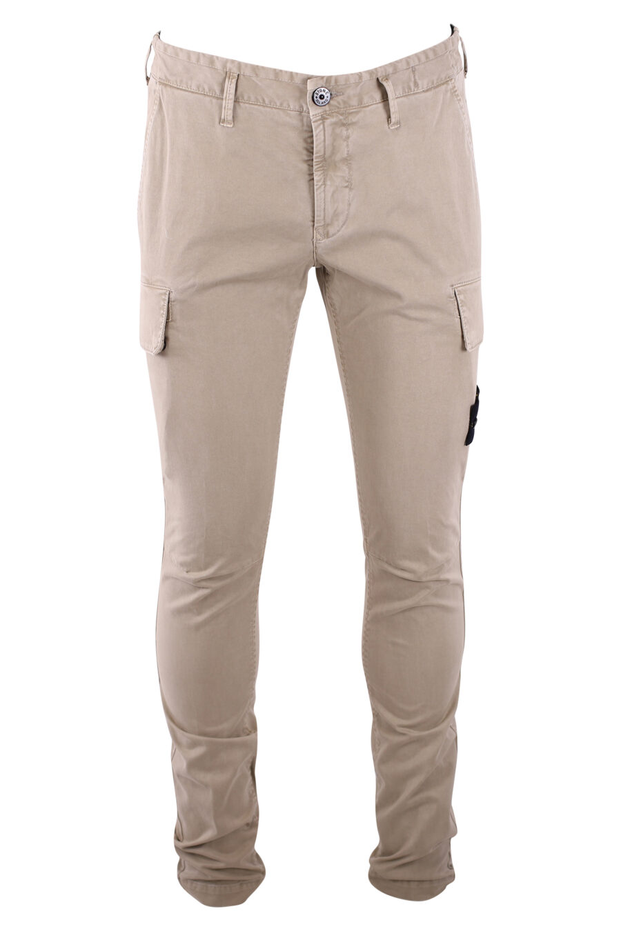 Pantalon beige avec poches latérales et écusson - IMG 3237