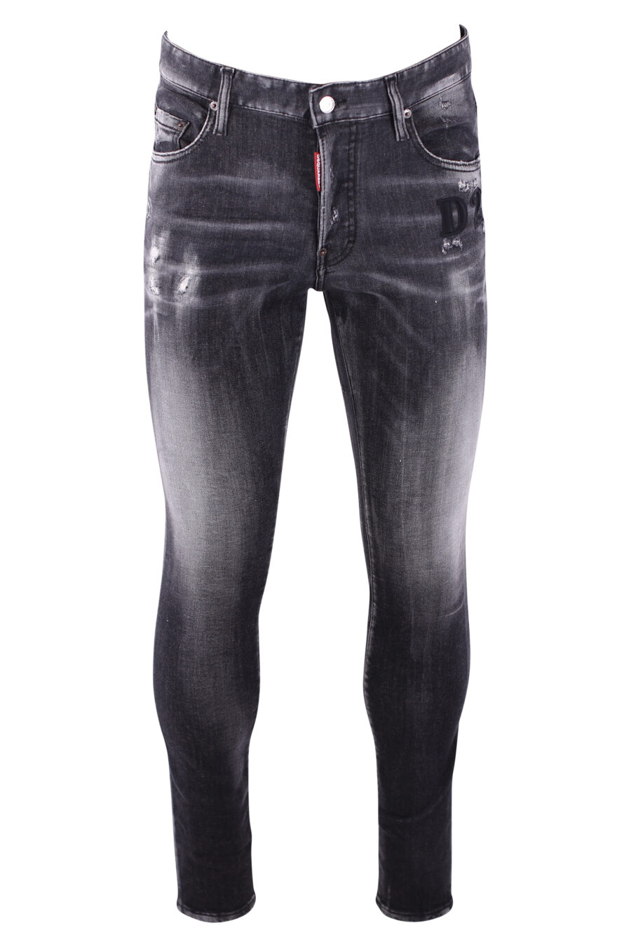 Super twinkie" jeans black frayed with black "D2" logo - IMG 3252