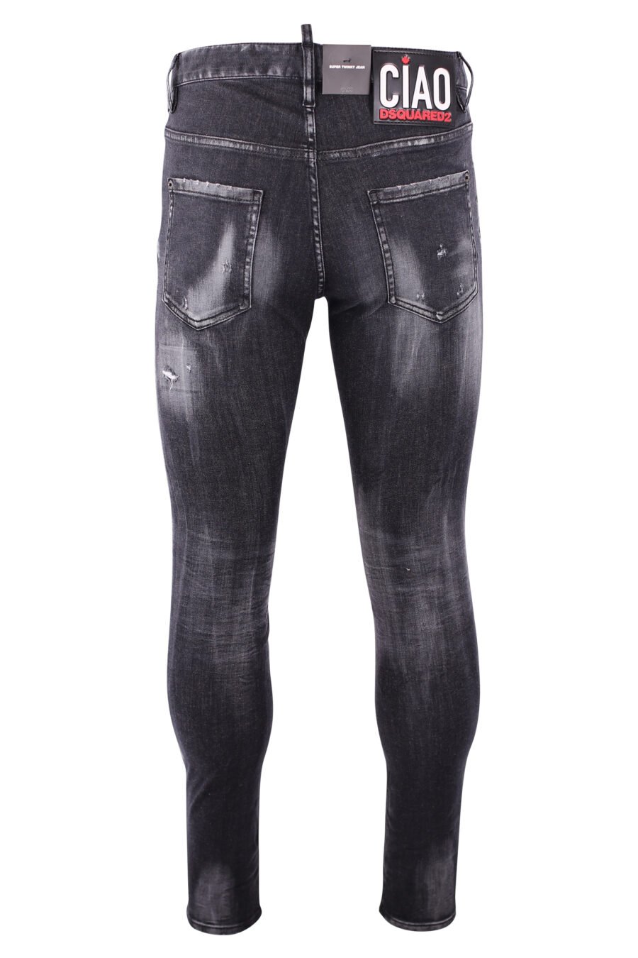 Super twinkie" jeans black frayed with black "D2" logo - IMG 3253