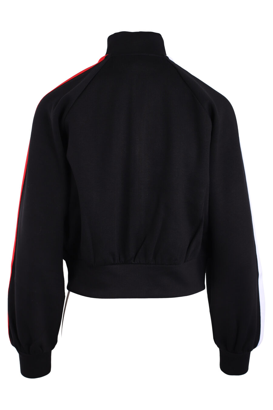 Black sweatshirt with zip and multicoloured stripes on sleeves - IMG 3372
