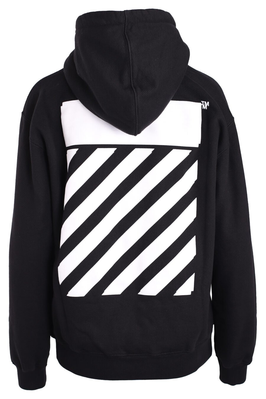 Black sweatshirt with white "Diagonal" logo hood - IMG 3400