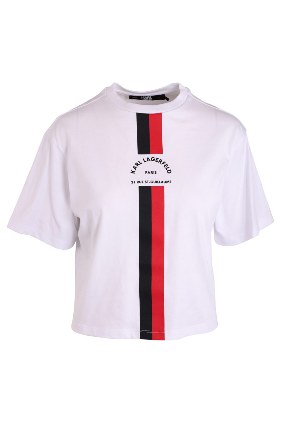 White T-shirt with two-tone central stripe - IMG 3411