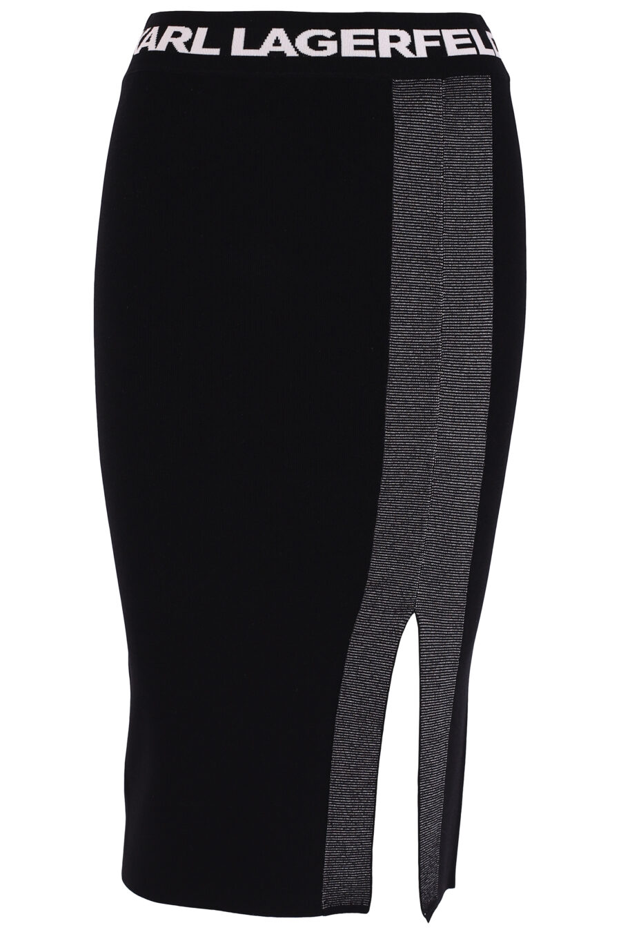 Falda negra midi con logo en cinta - IMG 3714