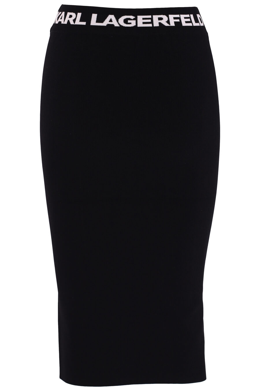 Falda negra midi con logo en cinta - IMG 3715
