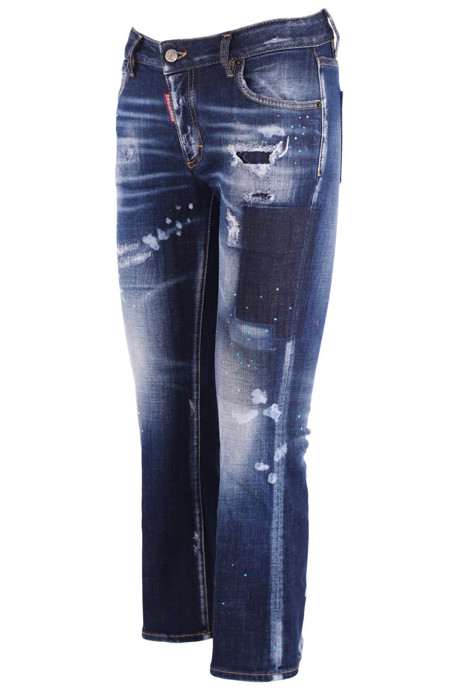 Pantalón vaquero "bell bottom jean" azul desgastado con parche - IMG 3740