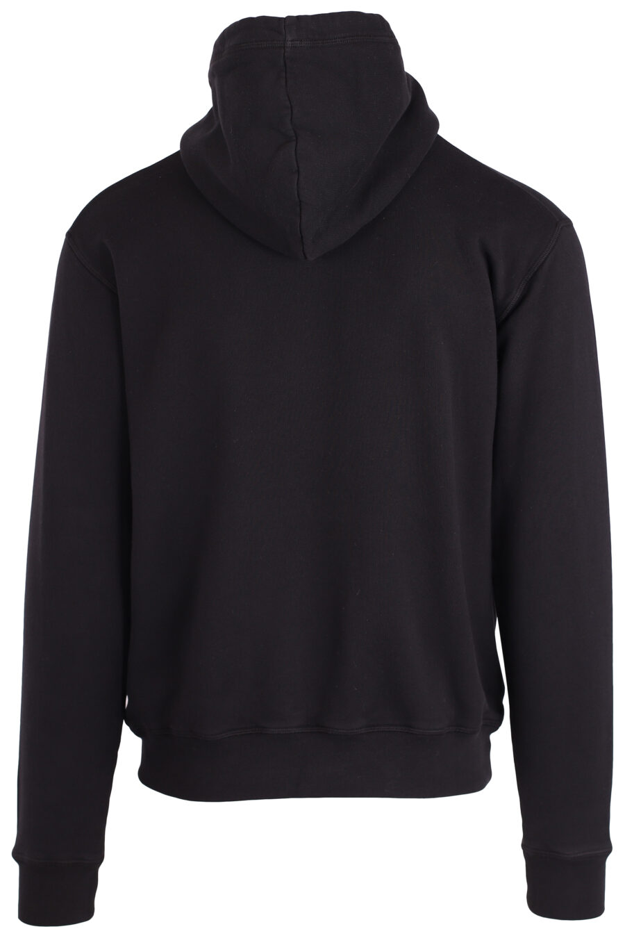 Black hooded sweatshirt with white graphic logo - IMG 3958