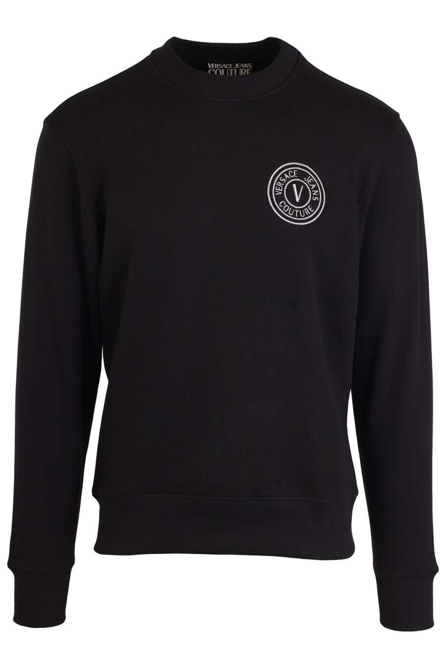 Schwarzes Sweatshirt mit kleinem runden silbernen Logo - IMG 3982