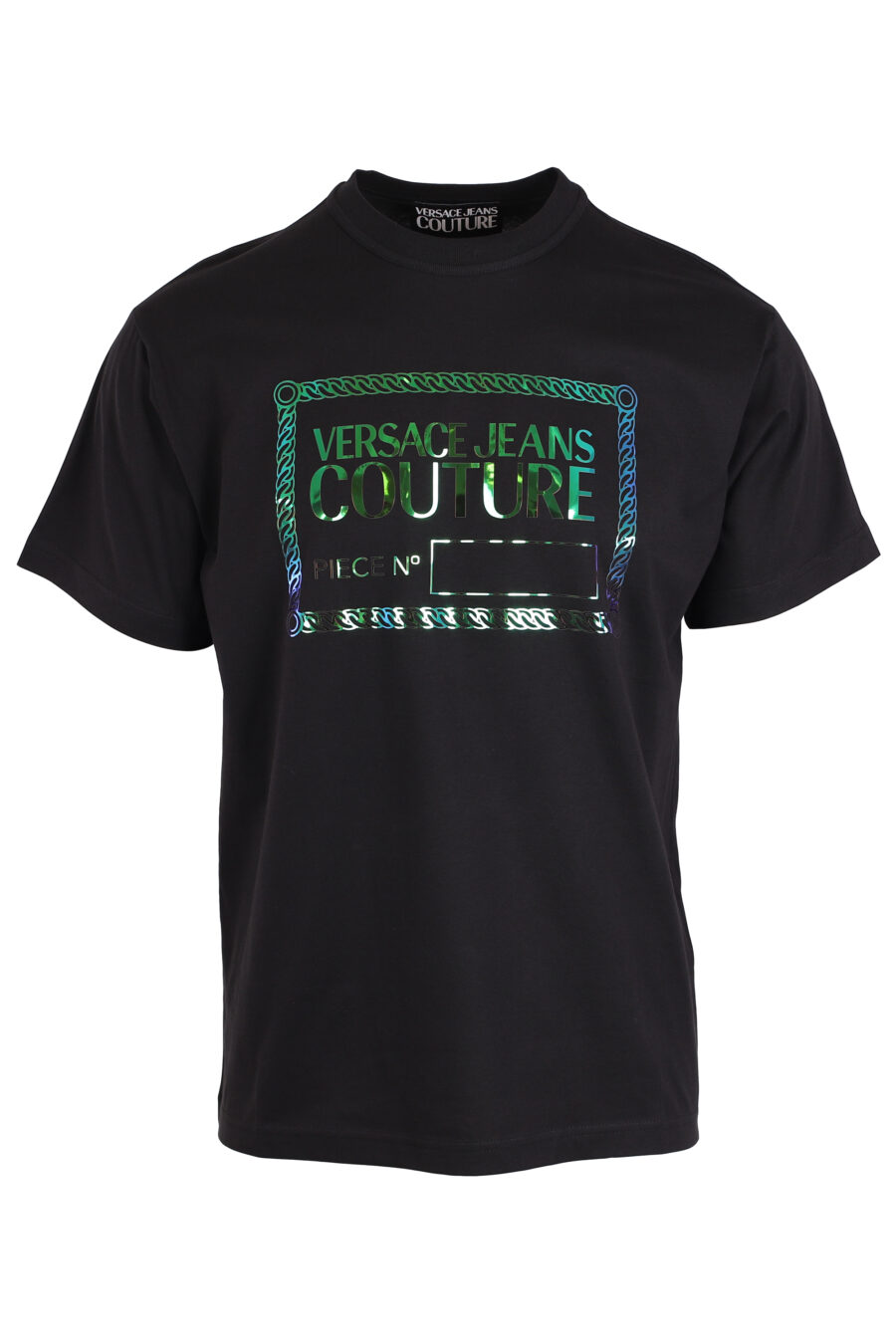 Camiseta negra con logo cuadrado centro tornasol verde - IMG 3987