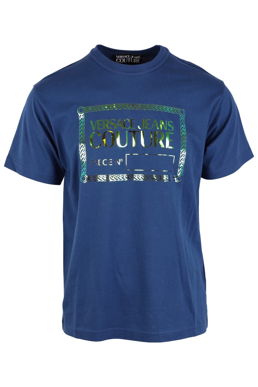 T-shirt azul-marinho com logótipo central em forma de tornassol verde - IMG 4036