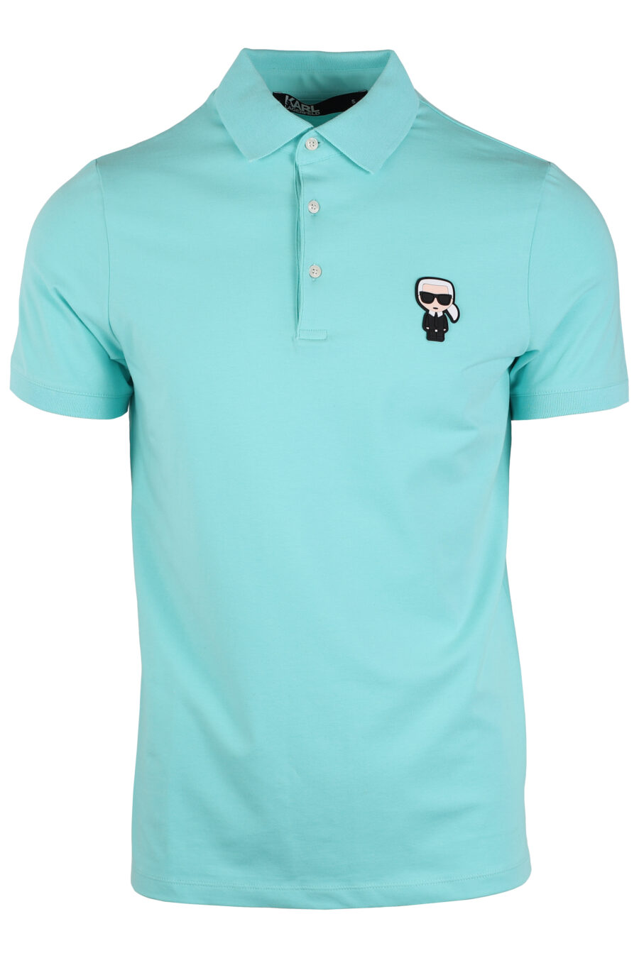 Mint blue polo shirt with "ikonik" logo - IMG 4044