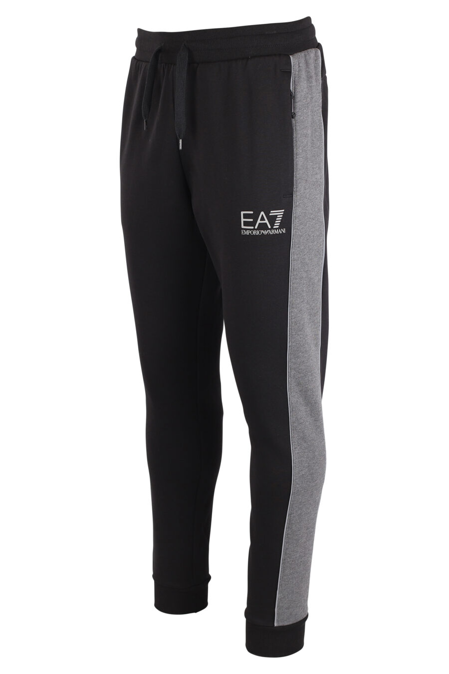Pantalón de chándal negro con franjas grises y logo lateral "lux identity" - IMG 4106