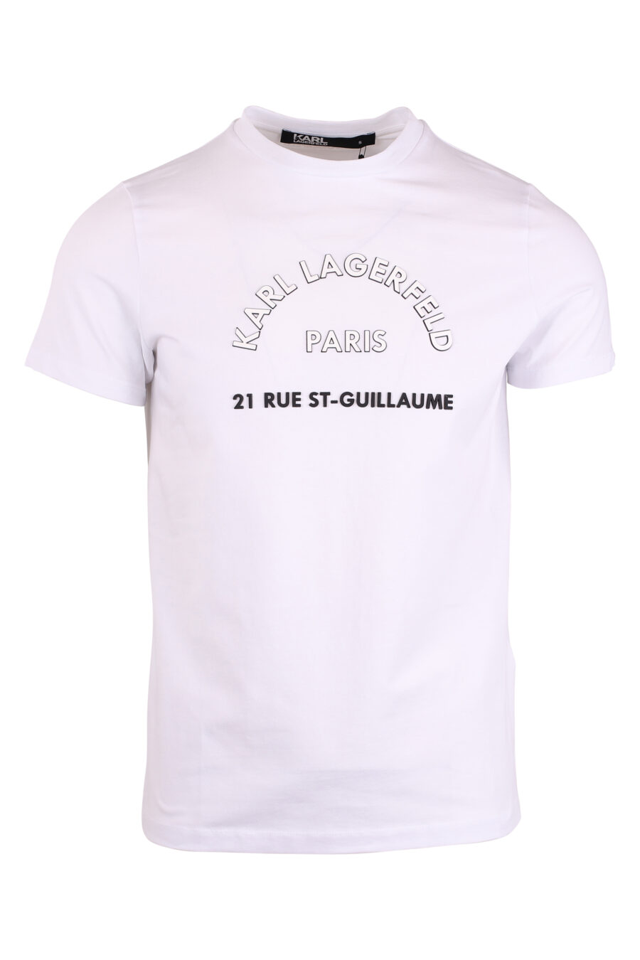 Camiseta blanca con logo "rue st-guillaume" de goma - IMG 4334