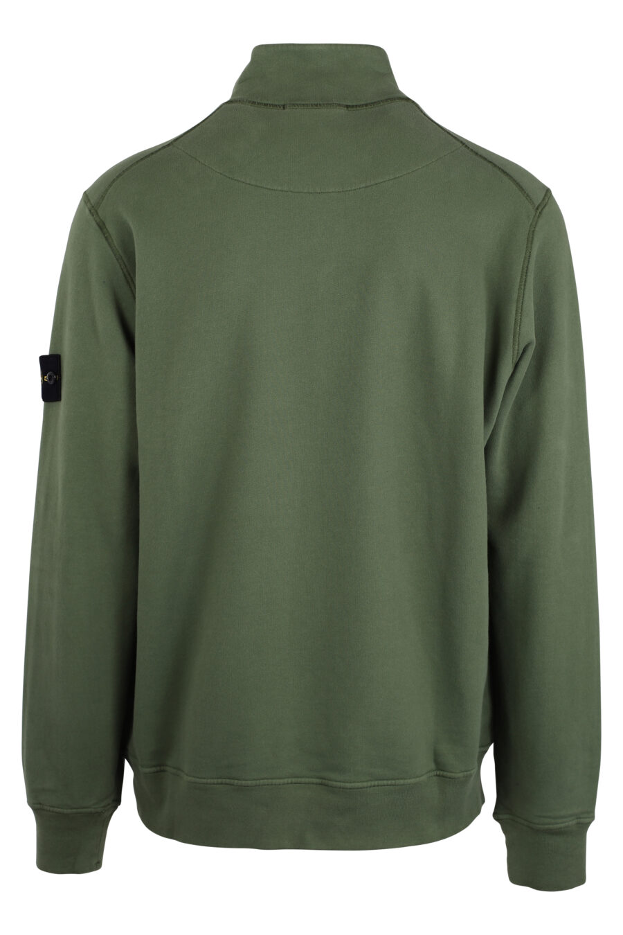 Sweat-shirt vert militaire avec fermeture à glissière courte et écusson - IMG 4352